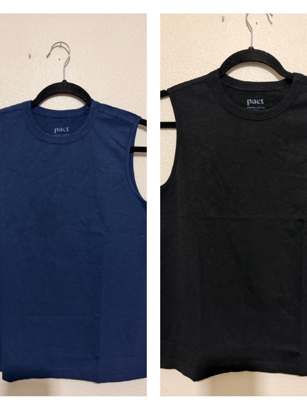 BUNDLE Pact Basic Organic Cotton Tank Tee in Navy and Black Versatile